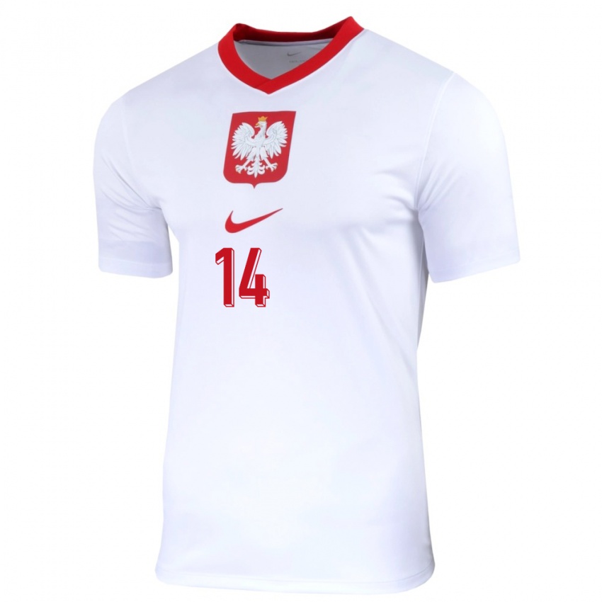 Niño Camiseta Polonia Mateusz Klich #14 Blanco 1ª Equipación 24-26 La Camisa México