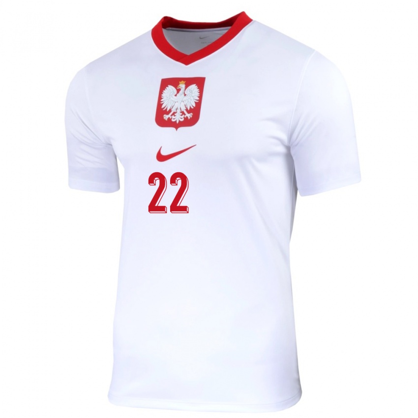 Niño Camiseta Polonia Slawomir Abramowicz #22 Blanco 1ª Equipación 24-26 La Camisa México