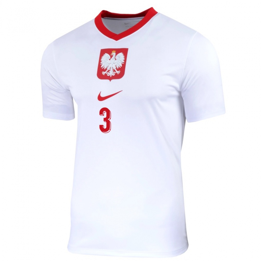 Niño Camiseta Polonia Pawel Dawidowicz #3 Blanco 1ª Equipación 24-26 La Camisa México