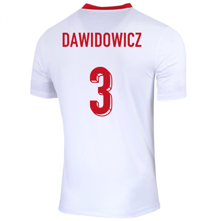 Niño Camiseta Polonia Pawel Dawidowicz #3 Blanco 1ª Equipación 24-26 La Camisa México