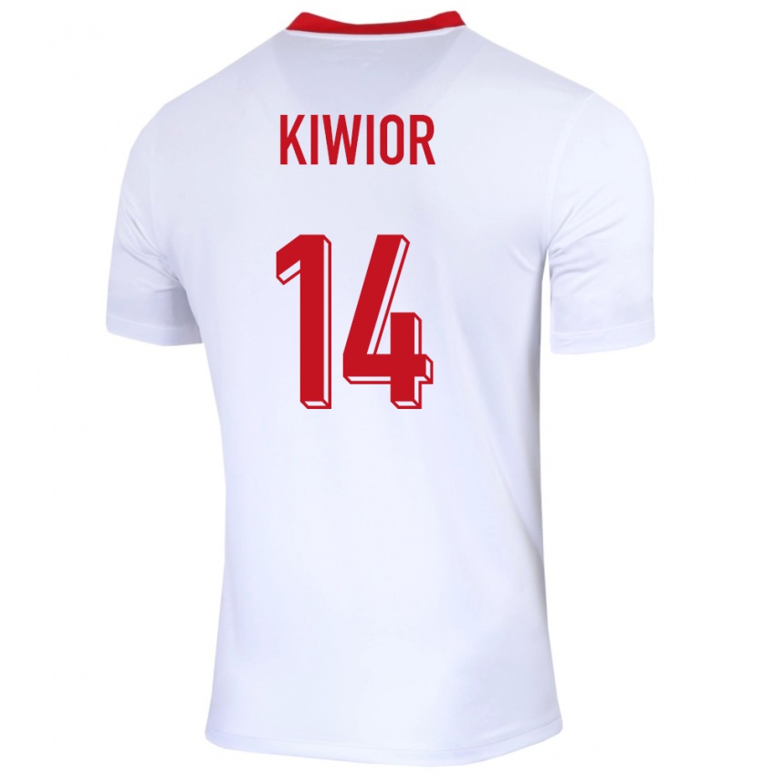 Niño Camiseta Polonia Jakub Kiwior #14 Blanco 1ª Equipación 24-26 La Camisa México