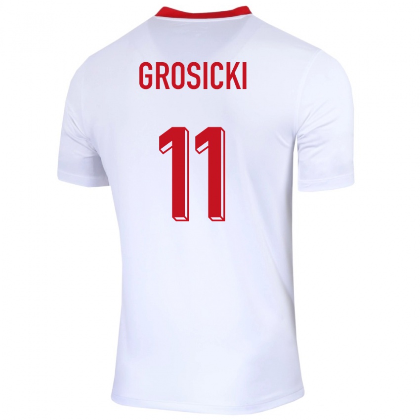 Niño Camiseta Polonia Kamil Grosicki #11 Blanco 1ª Equipación 24-26 La Camisa México