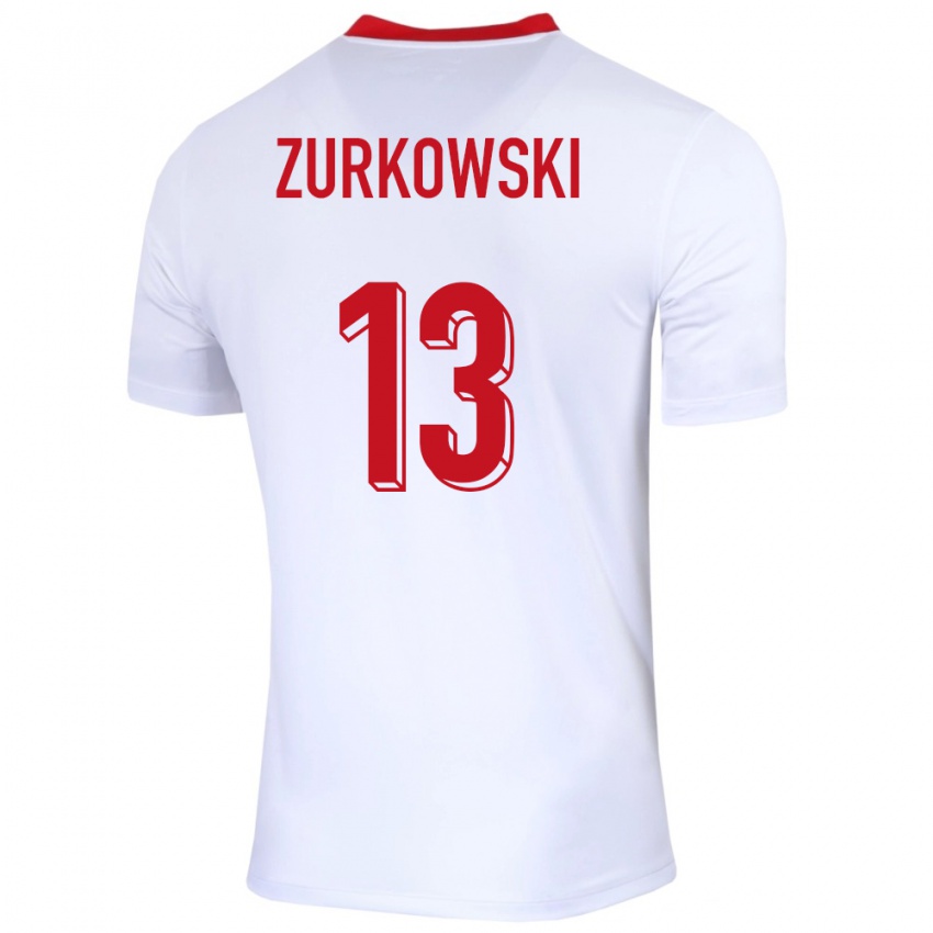 Niño Camiseta Polonia Szymon Zurkowski #13 Blanco 1ª Equipación 24-26 La Camisa México