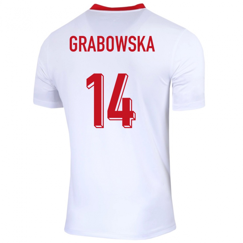 Niño Camiseta Polonia Dominika Grabowska #14 Blanco 1ª Equipación 24-26 La Camisa México