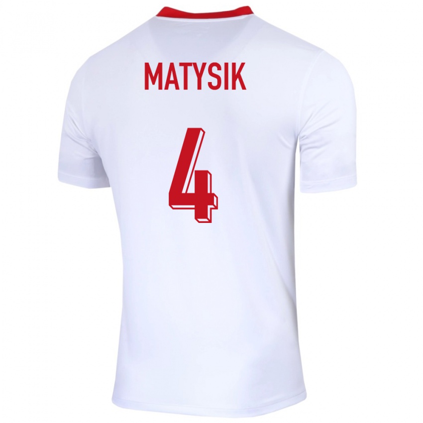 Niño Camiseta Polonia Milosz Matysik #4 Blanco 1ª Equipación 24-26 La Camisa México