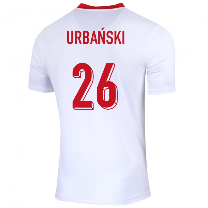 Niño Camiseta Polonia Kacper Urbanski #26 Blanco 1ª Equipación 24-26 La Camisa México