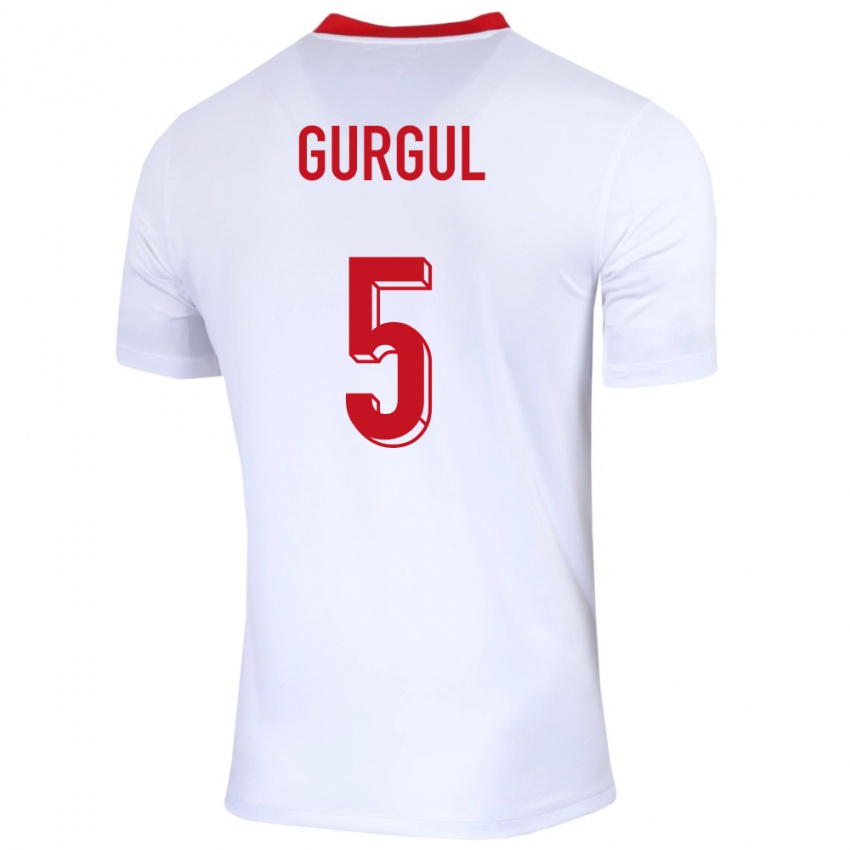 Niño Camiseta Polonia Michal Gurgul #5 Blanco 1ª Equipación 24-26 La Camisa México