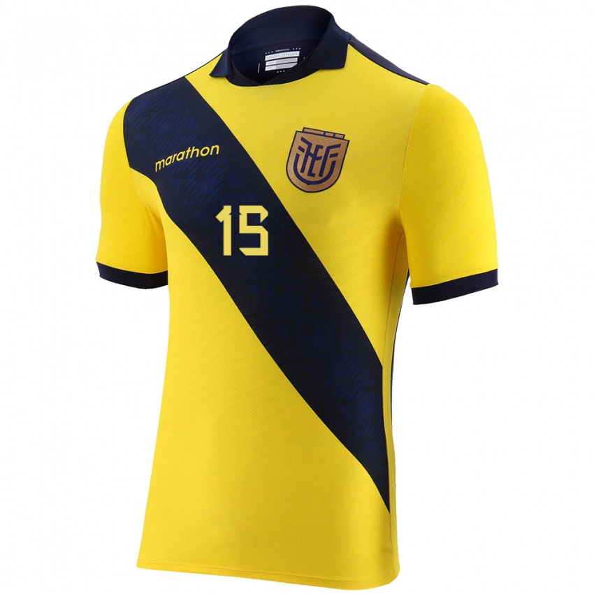 Niño Camiseta Ecuador Juan Sanchez #15 Amarillo 1ª Equipación 24-26 La Camisa México