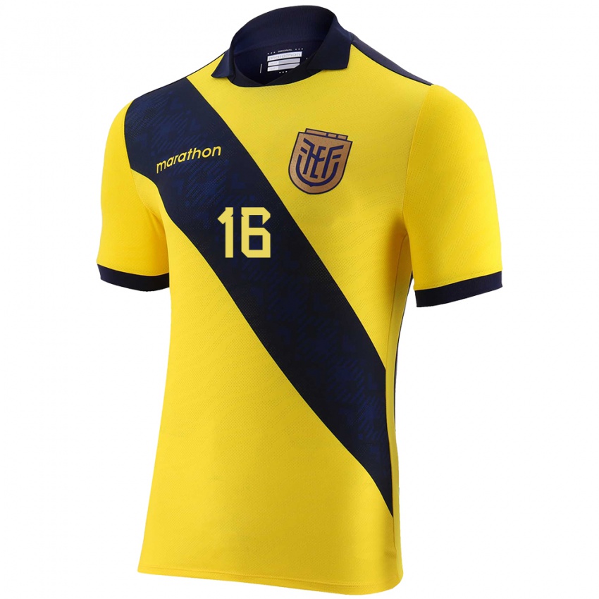 Niño Camiseta Ecuador Jeremy Sarmiento #16 Amarillo 1ª Equipación 24-26 La Camisa México