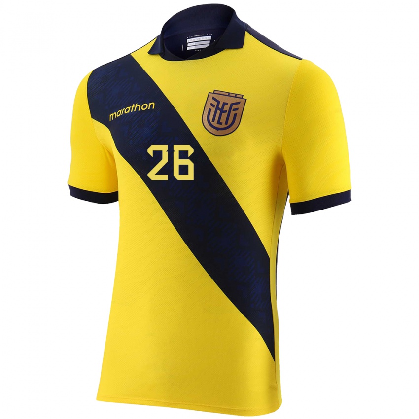 Niño Camiseta Ecuador Anthony Valencia #26 Amarillo 1ª Equipación 24-26 La Camisa México