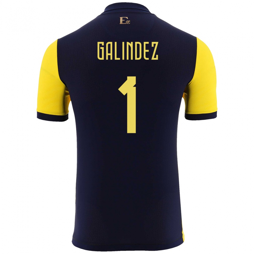 Niño Camiseta Ecuador Hernan Galindez #1 Amarillo 1ª Equipación 24-26 La Camisa México