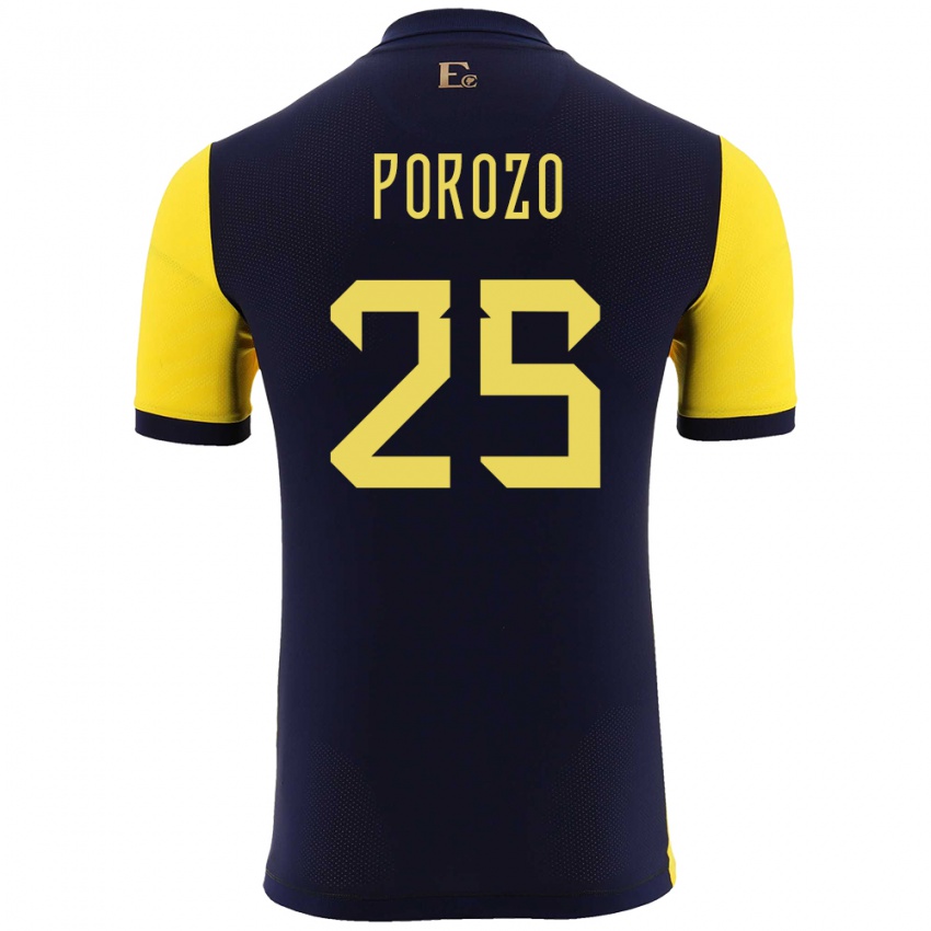 Niño Camiseta Ecuador Jackson Porozo #25 Amarillo 1ª Equipación 24-26 La Camisa México