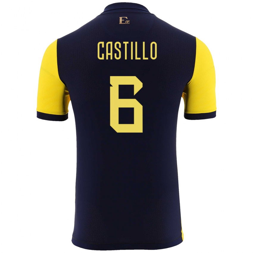 Niño Camiseta Ecuador Byron Castillo #6 Amarillo 1ª Equipación 24-26 La Camisa México