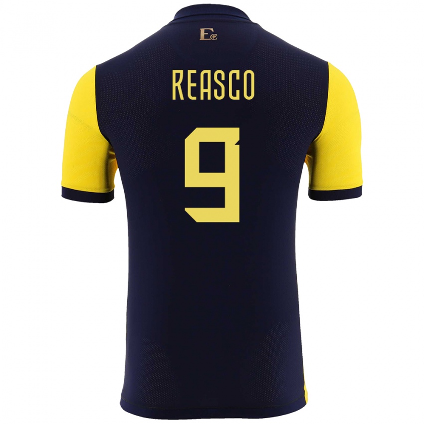 Niño Camiseta Ecuador Djorkaeff Reasco #9 Amarillo 1ª Equipación 24-26 La Camisa México