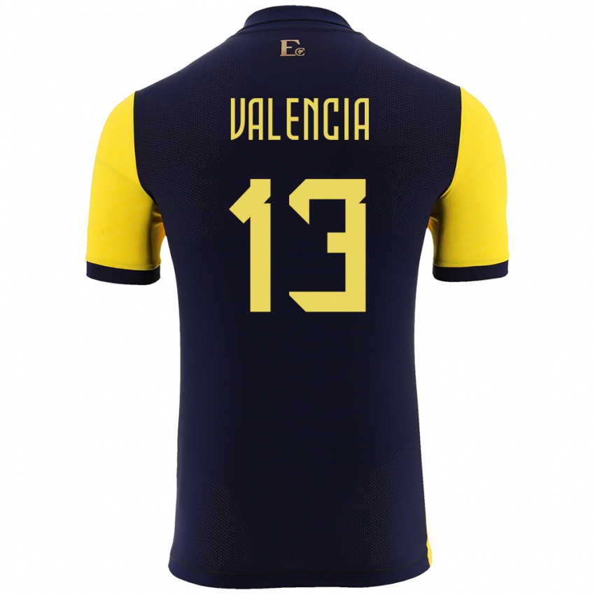 Niño Camiseta Ecuador Enner Valencia #13 Amarillo 1ª Equipación 24-26 La Camisa México