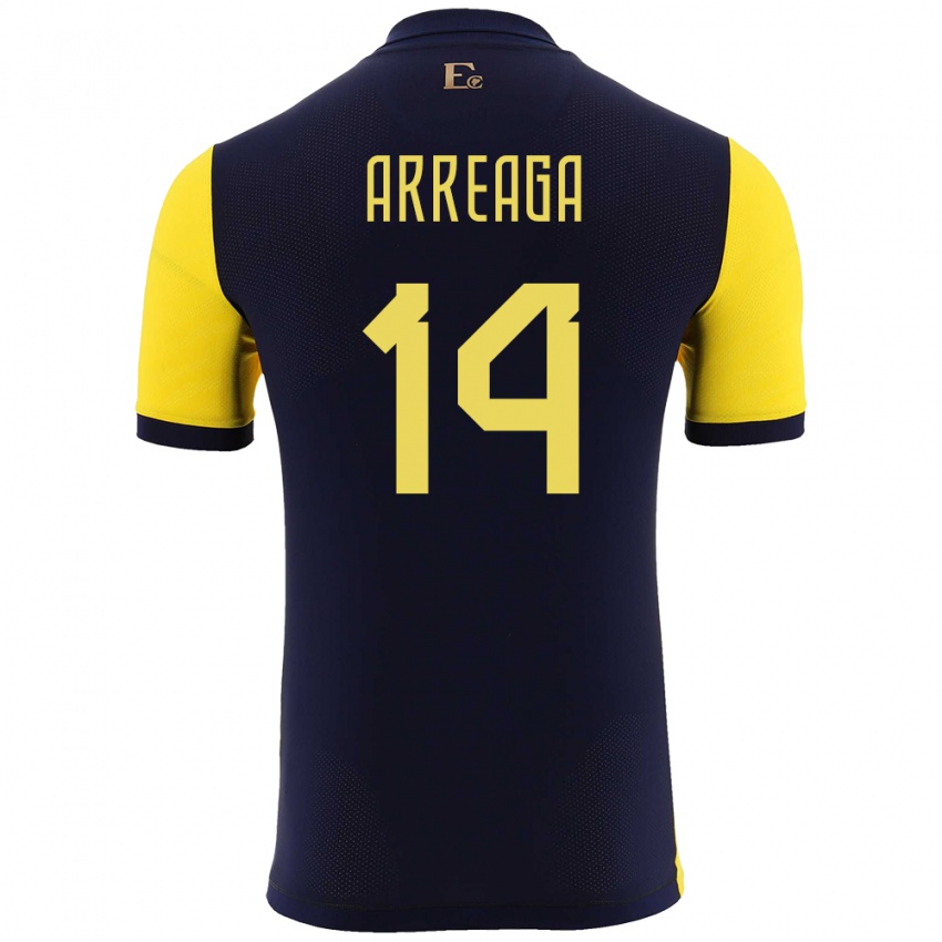 Niño Camiseta Ecuador Xavier Arreaga #14 Amarillo 1ª Equipación 24-26 La Camisa México