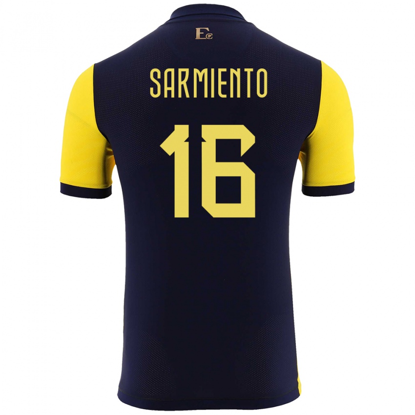 Niño Camiseta Ecuador Jeremy Sarmiento #16 Amarillo 1ª Equipación 24-26 La Camisa México