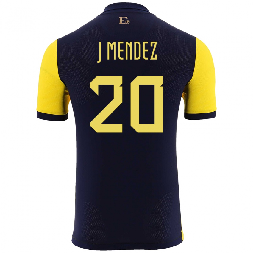 Niño Camiseta Ecuador Jhegson Mendez #20 Amarillo 1ª Equipación 24-26 La Camisa México