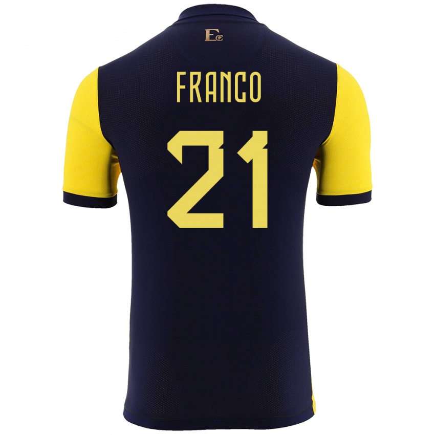 Niño Camiseta Ecuador Alan Franco #21 Amarillo 1ª Equipación 24-26 La Camisa México