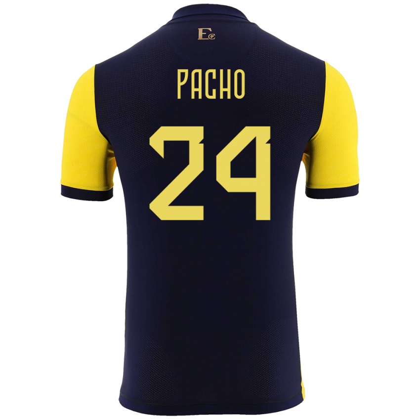 Niño Camiseta Ecuador William Pacho #24 Amarillo 1ª Equipación 24-26 La Camisa México