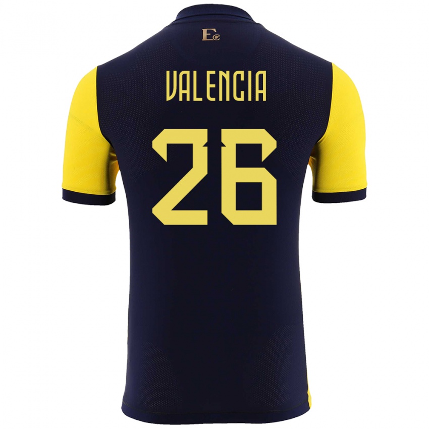 Niño Camiseta Ecuador Anthony Valencia #26 Amarillo 1ª Equipación 24-26 La Camisa México