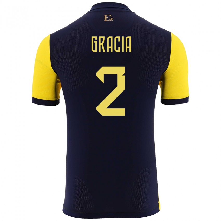 Niño Camiseta Ecuador Ericka Gracia #2 Amarillo 1ª Equipación 24-26 La Camisa México