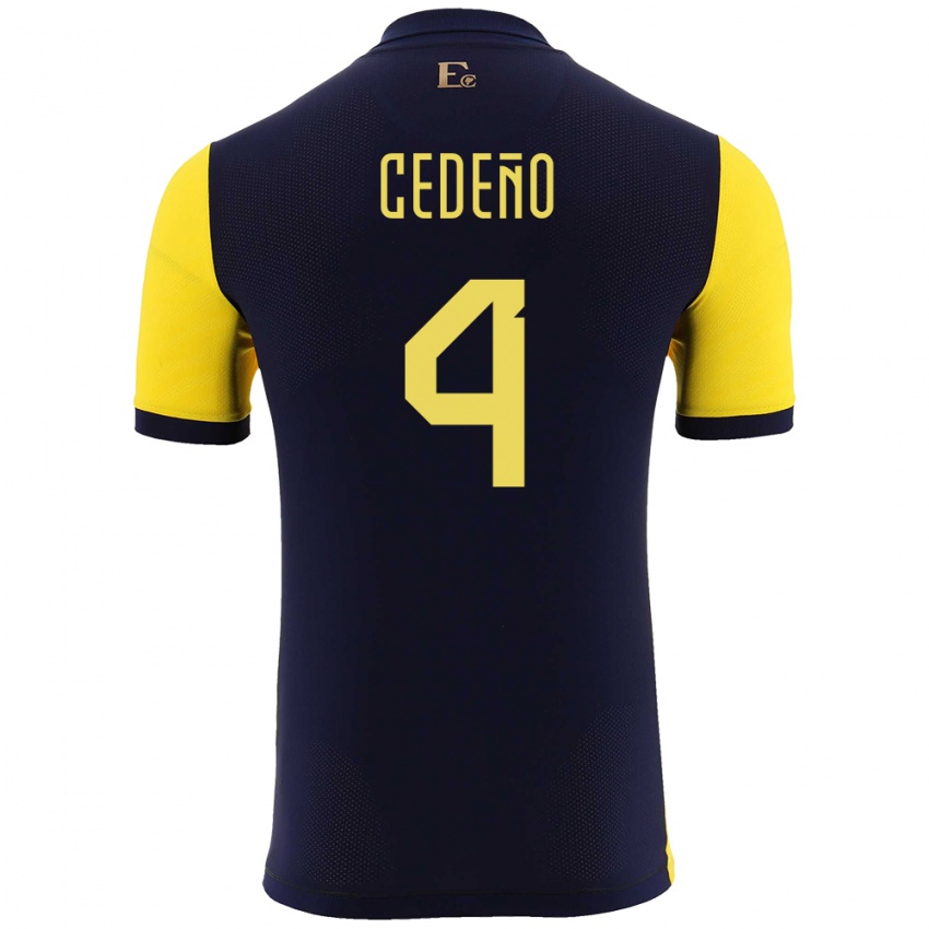 Niño Camiseta Ecuador Stefany Cedeno #4 Amarillo 1ª Equipación 24-26 La Camisa México