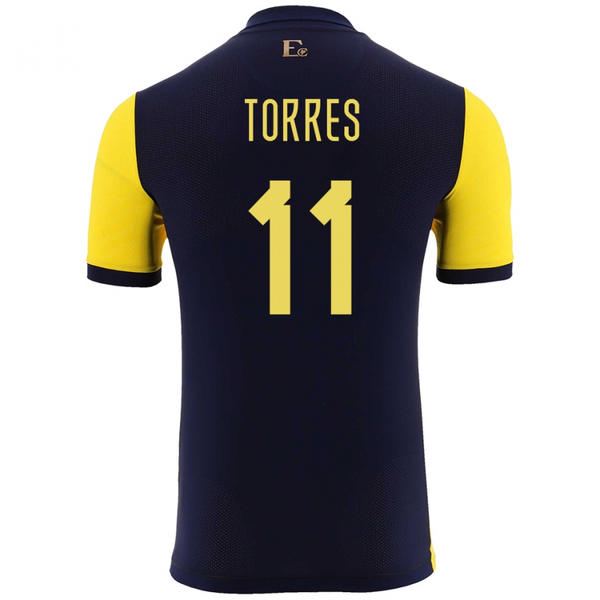 Niño Camiseta Ecuador Ambar Torres #11 Amarillo 1ª Equipación 24-26 La Camisa México