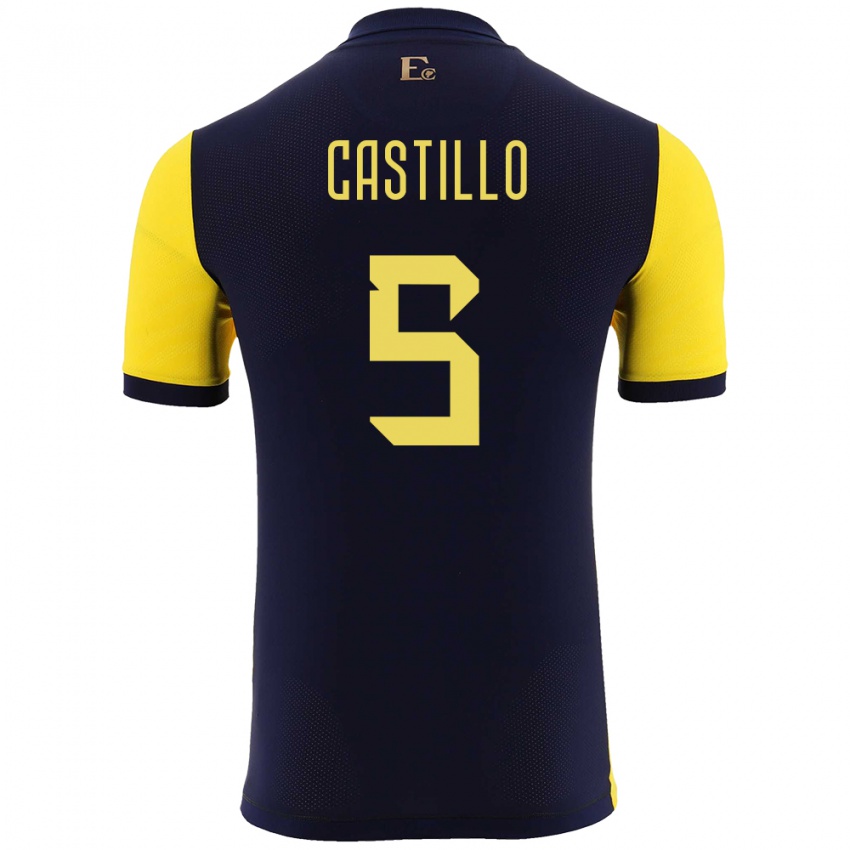 Niño Camiseta Ecuador Denil Castillo #5 Amarillo 1ª Equipación 24-26 La Camisa México