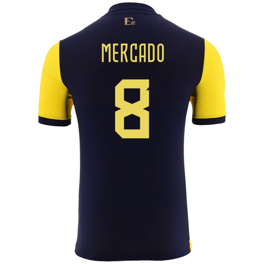 Niño Camiseta Ecuador Patrik Mercado #8 Amarillo 1ª Equipación 24-26 La Camisa México