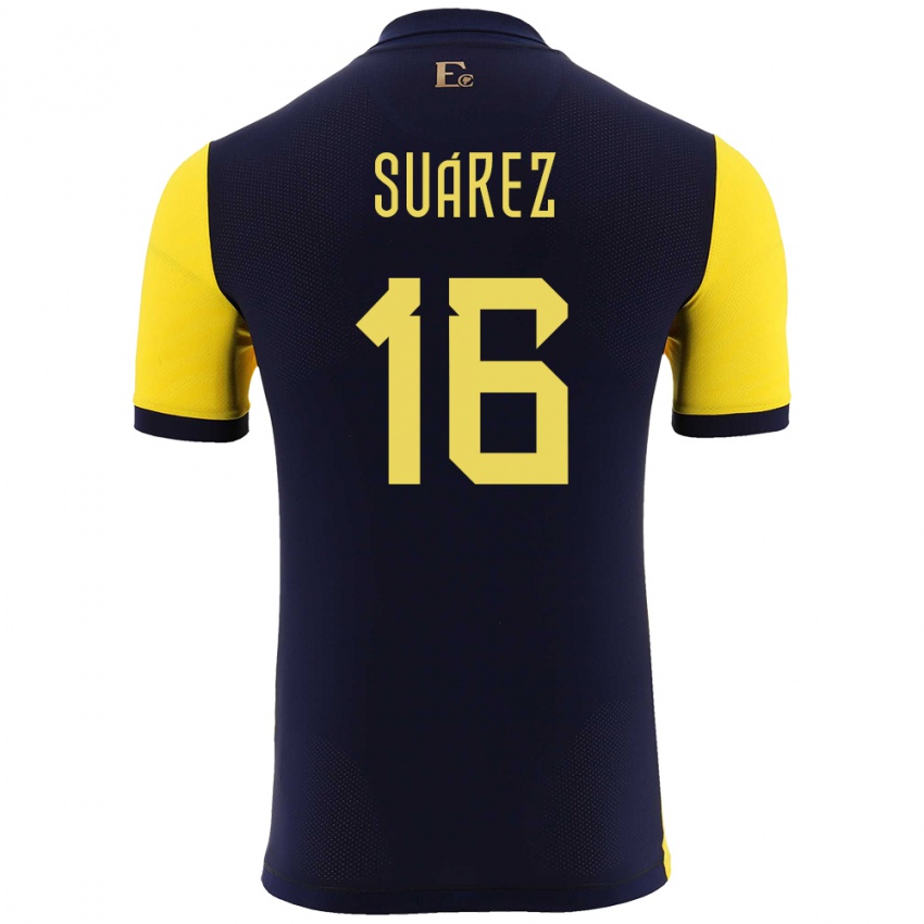 Niño Camiseta Ecuador Ariel Suarez #16 Amarillo 1ª Equipación 24-26 La Camisa México