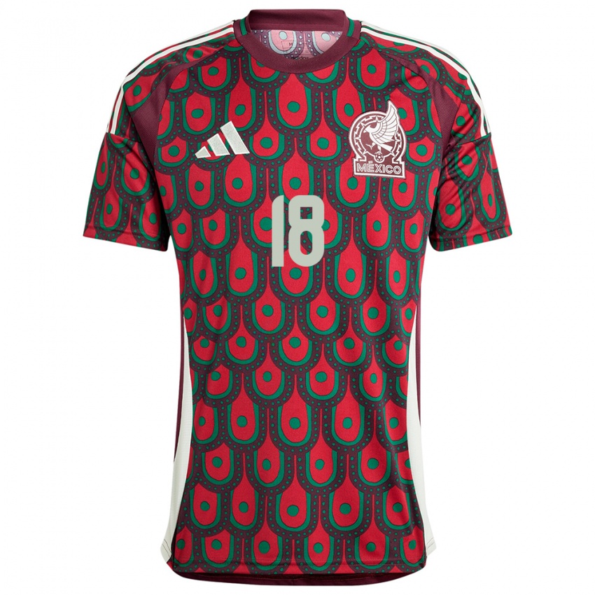 Niño Camiseta México Ozziel Herrera #18 Granate 1ª Equipación 24-26 La Camisa México