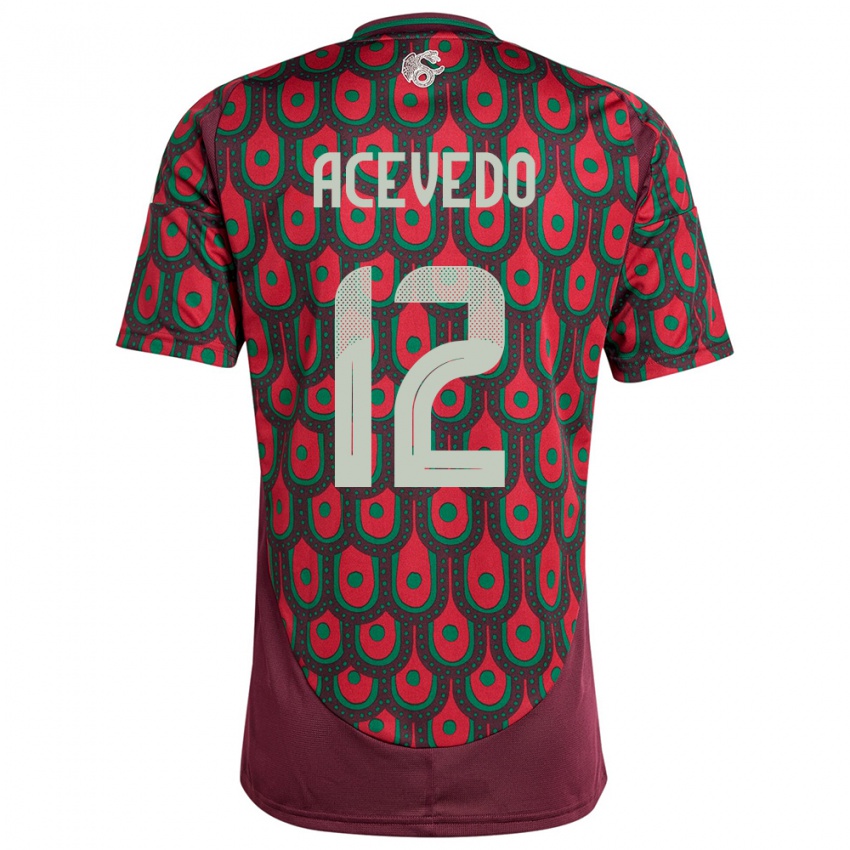 Niño Camiseta México Carlos Acevedo #12 Granate 1ª Equipación 24-26 La Camisa México