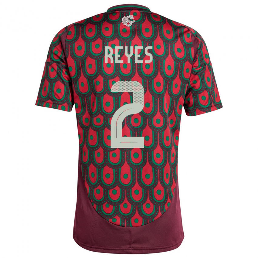 Niño Camiseta México Luis Reyes #2 Granate 1ª Equipación 24-26 La Camisa México