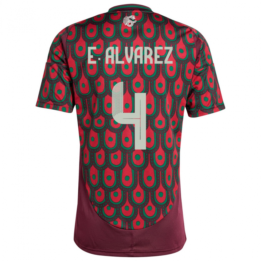 Niño Camiseta México Edson Alvarez #4 Granate 1ª Equipación 24-26 La Camisa México
