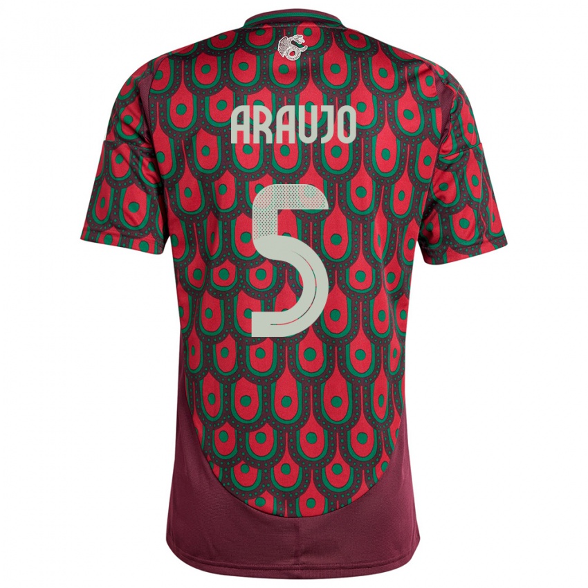 Niño Camiseta México Julian Araujo #5 Granate 1ª Equipación 24-26 La Camisa México