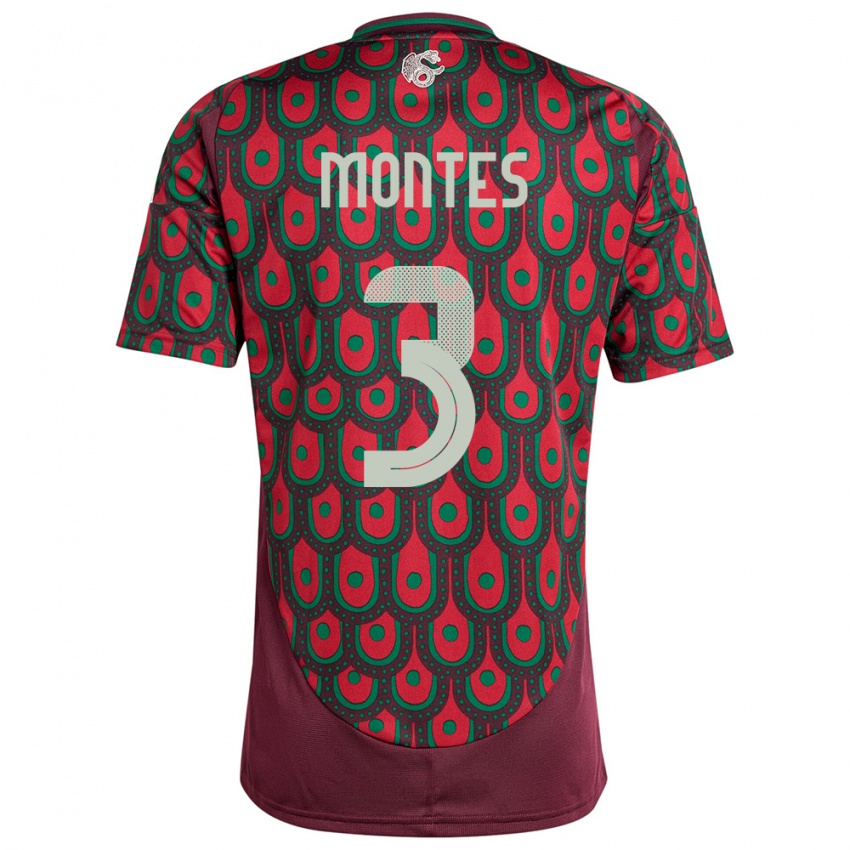 Niño Camiseta México Cesar Montes #3 Granate 1ª Equipación 24-26 La Camisa México