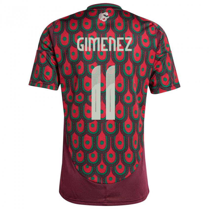 Niño Camiseta México Santiago Gimenez #11 Granate 1ª Equipación 24-26 La Camisa México