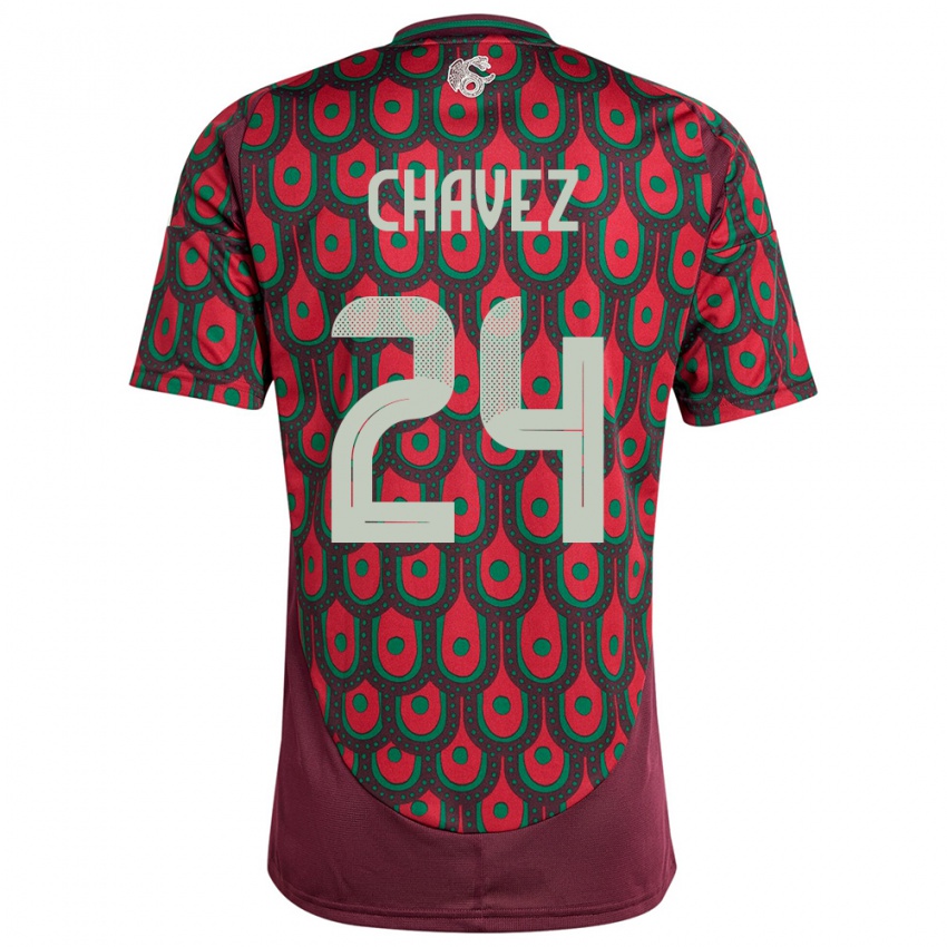 Niño Camiseta México Luis Chavez #24 Granate 1ª Equipación 24-26 La Camisa México