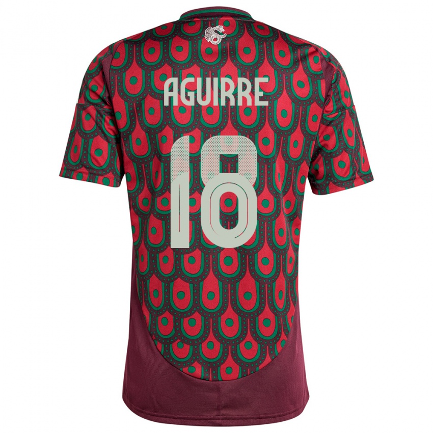 Niño Camiseta México Eduardo Aguirre #18 Granate 1ª Equipación 24-26 La Camisa México