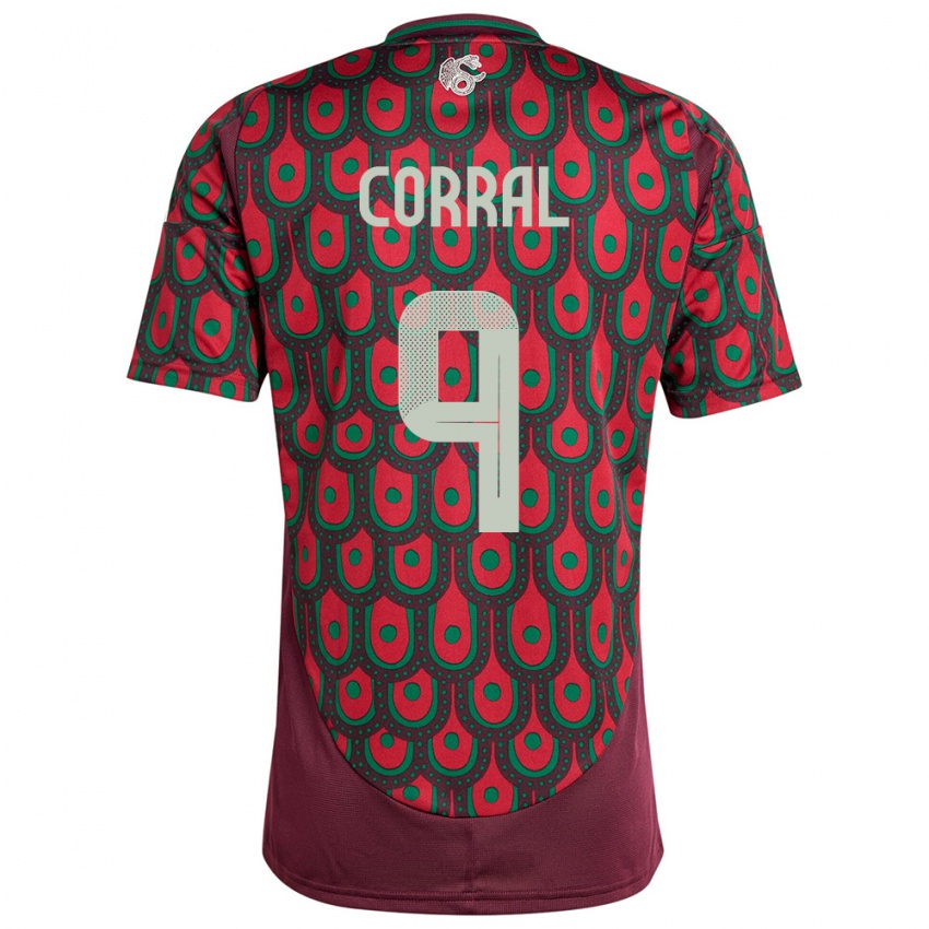 Niño Camiseta México Charlyn Corral #9 Granate 1ª Equipación 24-26 La Camisa México