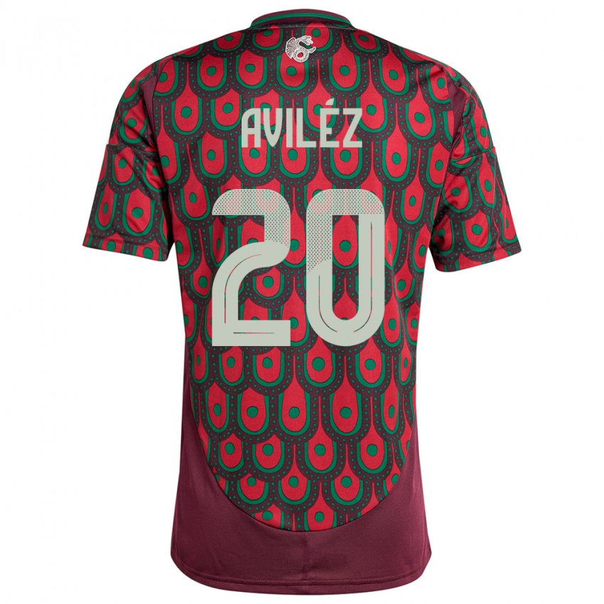 Niño Camiseta México Aylin Avilez #20 Granate 1ª Equipación 24-26 La Camisa México