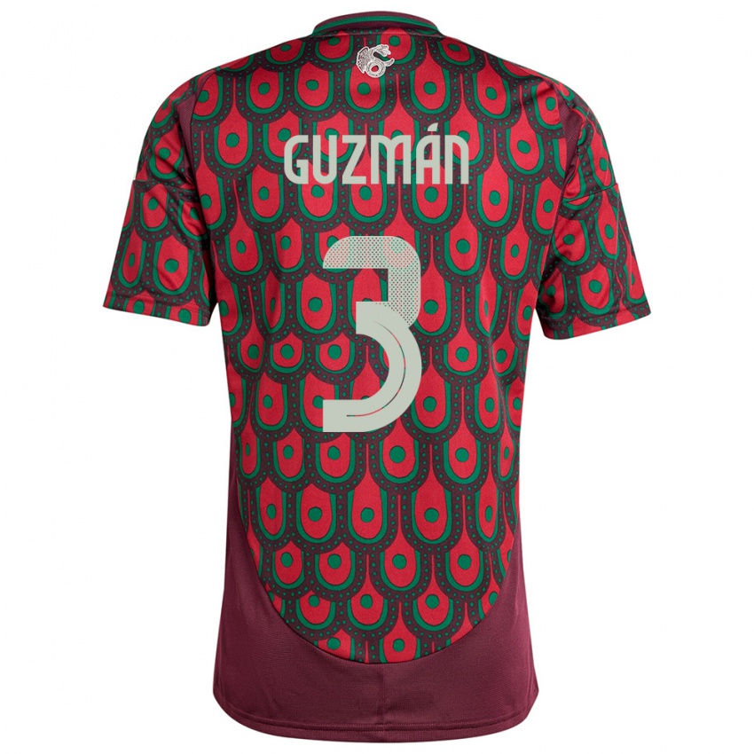 Niño Camiseta México Victor Guzman #3 Granate 1ª Equipación 24-26 La Camisa México