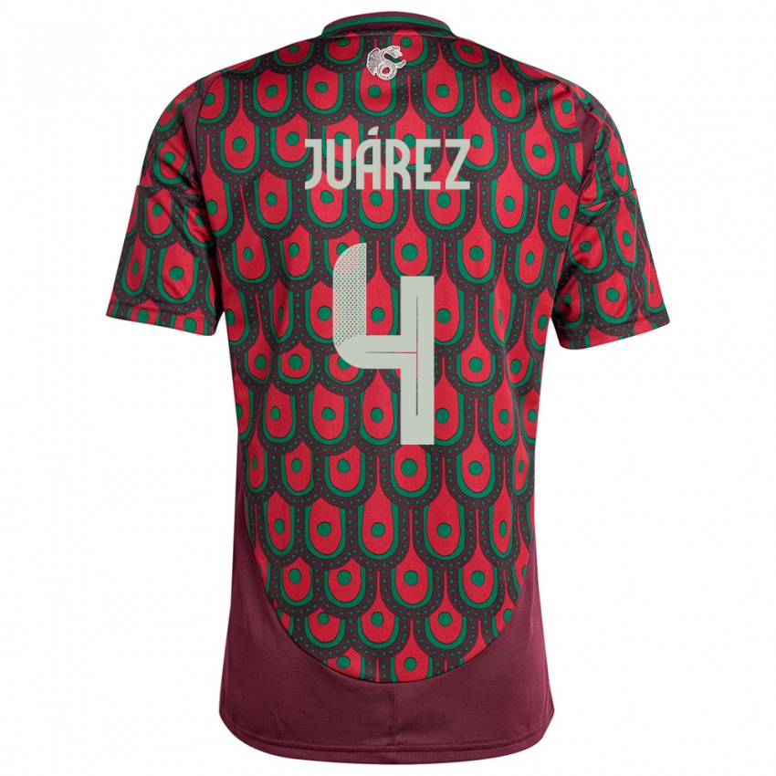 Niño Camiseta México Ramon Juarez #4 Granate 1ª Equipación 24-26 La Camisa México