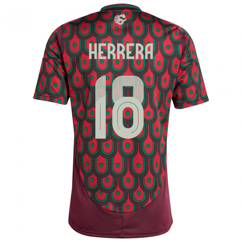 Niño Camiseta México Ozziel Herrera #18 Granate 1ª Equipación 24-26 La Camisa México