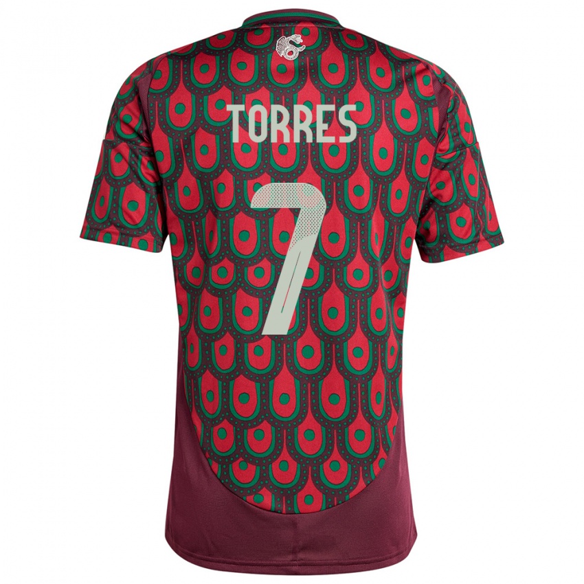 Niño Camiseta México Christian Torres #7 Granate 1ª Equipación 24-26 La Camisa México