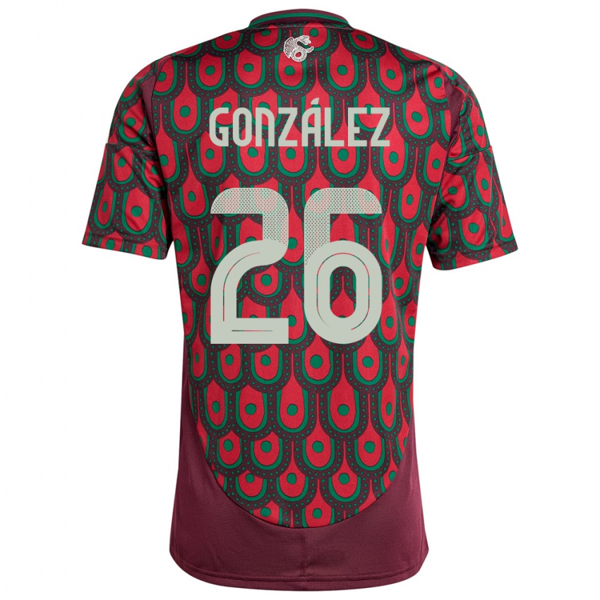 Niño Camiseta México Bryan Gonzalez #26 Granate 1ª Equipación 24-26 La Camisa México