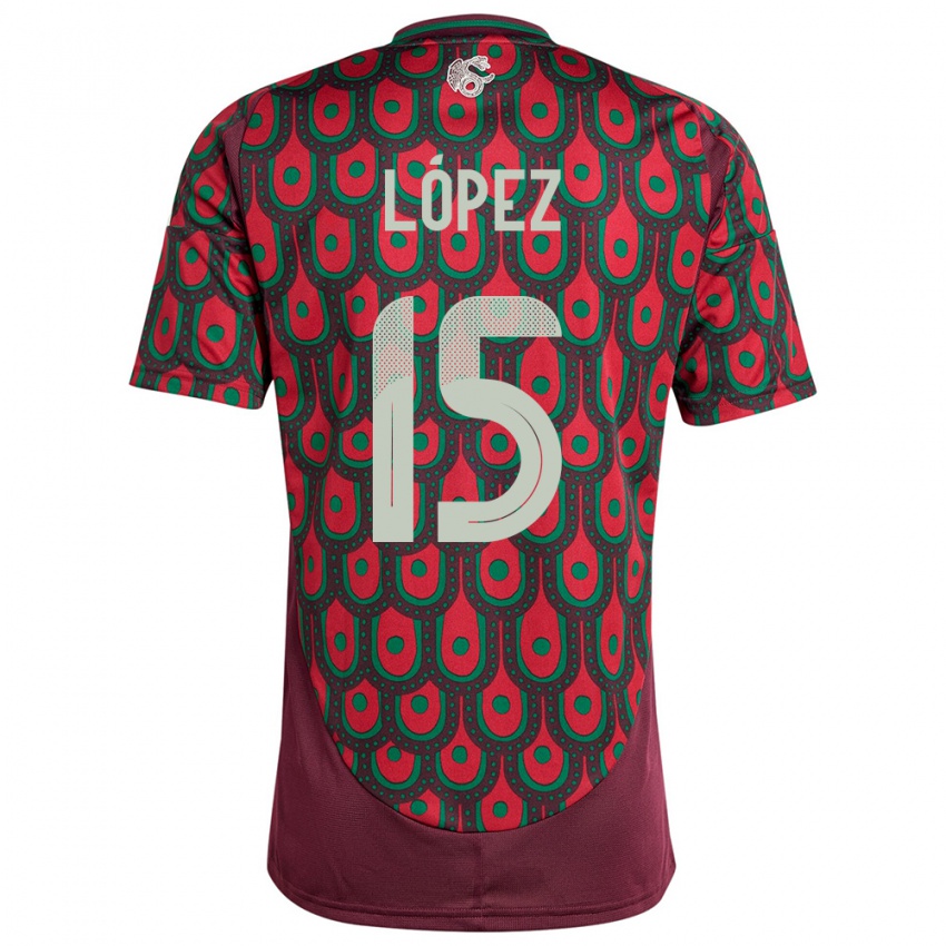 Niño Camiseta México Everardo Lopez #15 Granate 1ª Equipación 24-26 La Camisa México