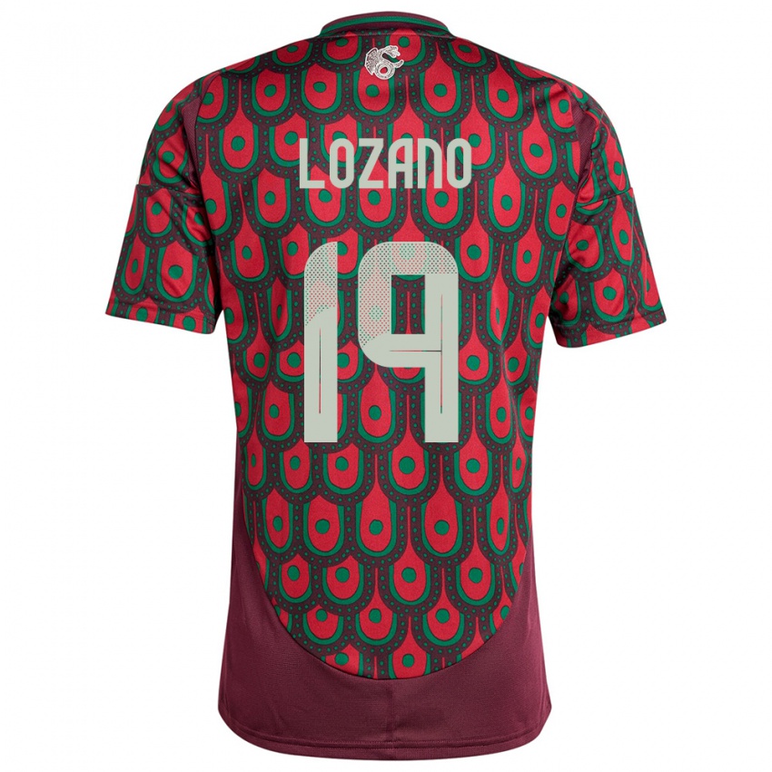 Niño Camiseta México Esteban Lozano #19 Granate 1ª Equipación 24-26 La Camisa México