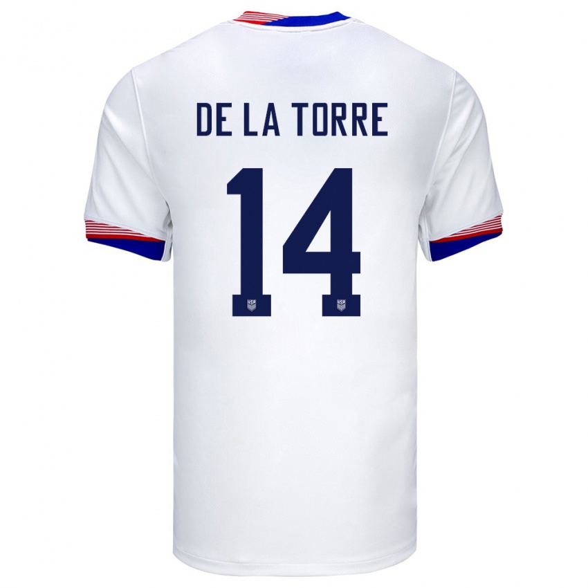 Niño Camiseta Estados Unidos Luca De La Torre #14 Blanco 1ª Equipación 24-26 La Camisa México